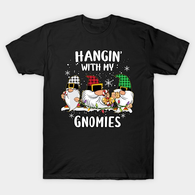 Hanging With My Gnomies Three Gnomes Christmas T-Shirt by Rebrand